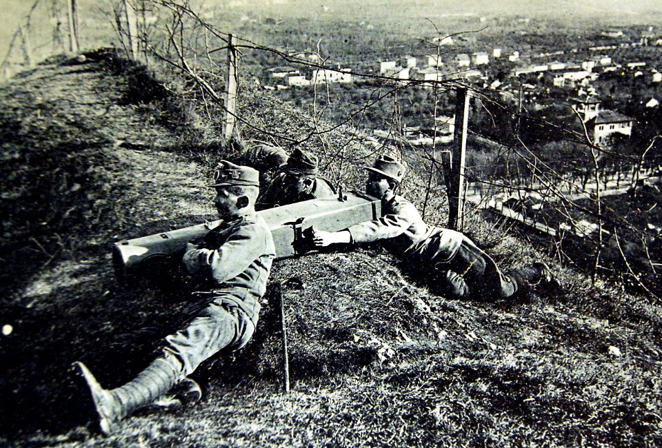 From the Italian front- receiving a survey camera before Vittorio, WWI (29414815315)