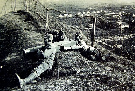 From the Italian front- receiving a survey camera before Vittorio, WWI (29414815315)
