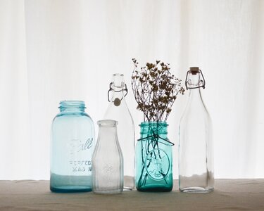 Aromatherapy jars blue photo