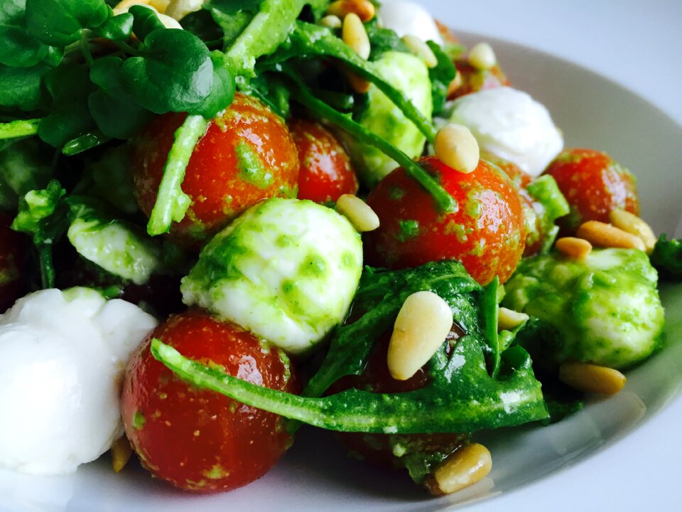 Pine nuts tomatoes food