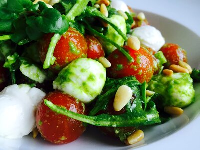 Pine nuts tomatoes food