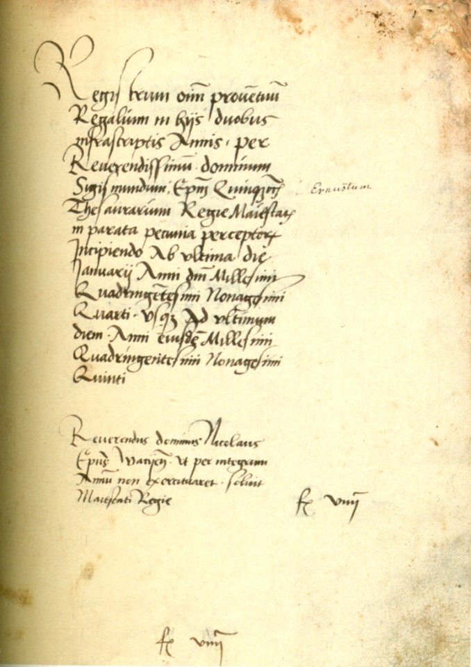 Front page of the account book of Vladislaus II, King of Hungary, 1494-95