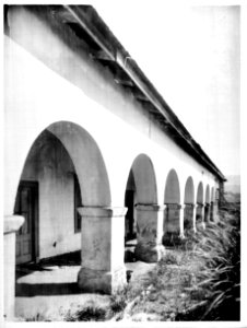 Front corridor of Mission Santa Inez, ca.1906 (CHS-4134)