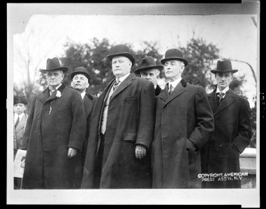 Front row (l to r) James Beauchamp and members of the House of Representatives Champ Clark - Missouri, Henry D. Clayton - Alabama, Wm. P. Borland - Missouri; Back row (l to r) Dorsey W. LCCN2010648595