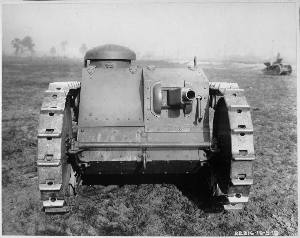 Front view of the two-man tank manufactured by the Ford Motor Company, Detroit, Michigan. Ford Motor Company., ca. 1918 - NARA - 533687