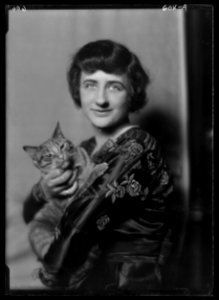 Frost, Lucille, Miss, with Buzzer the cat, portrait photograph LOC agc.7a16890
