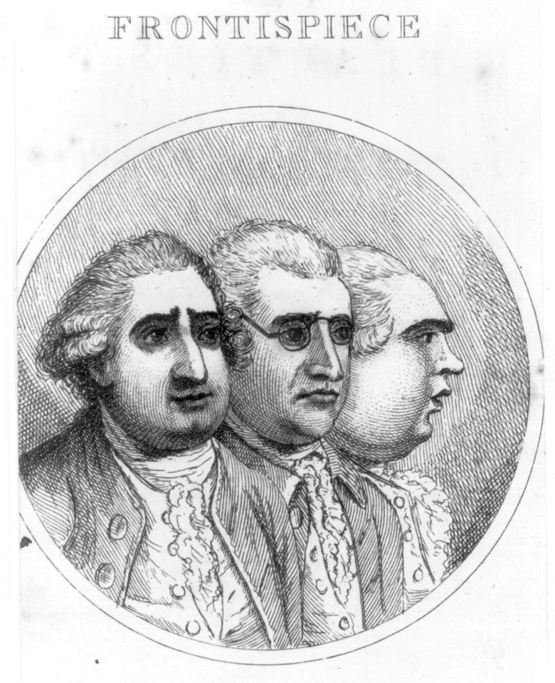 Frontispiece (Fox, Burke, and North, head-and-shoulders portrait, facing right, in oval) LCCN2004676782