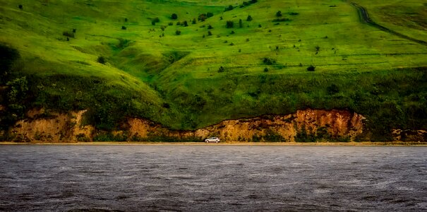 Car lake river