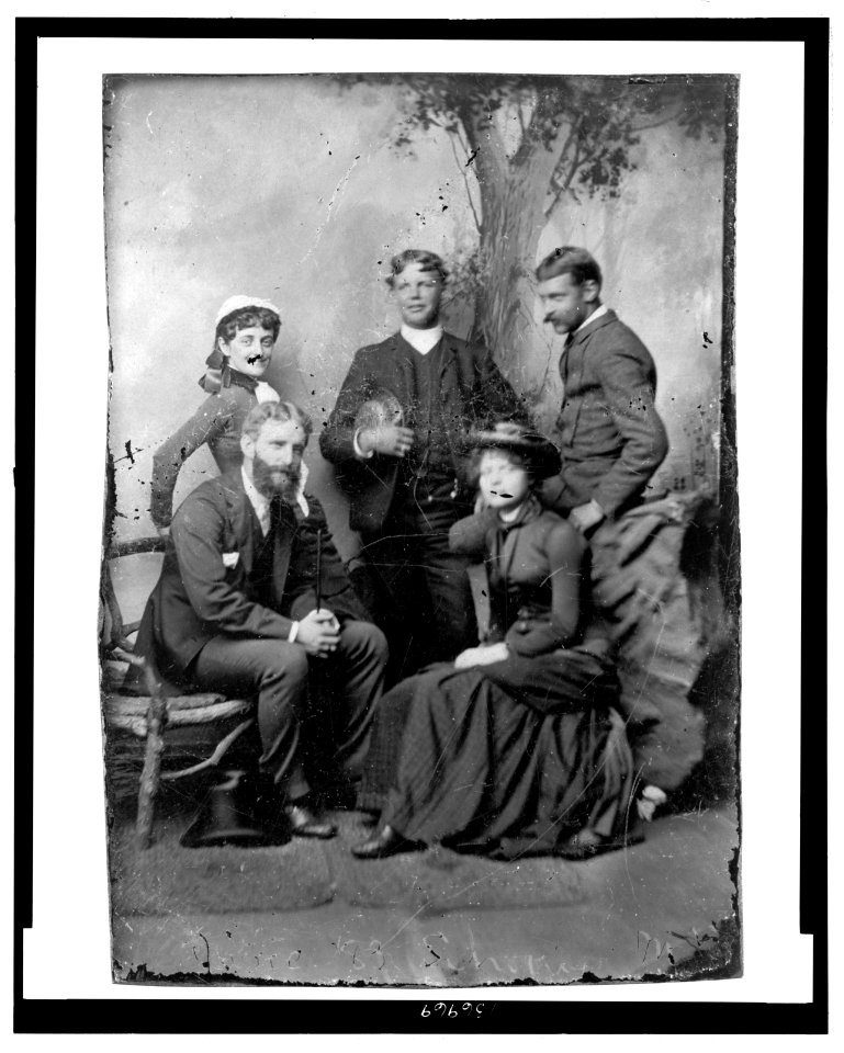 Full-length group portrait of three men and two women LCCN2006689631