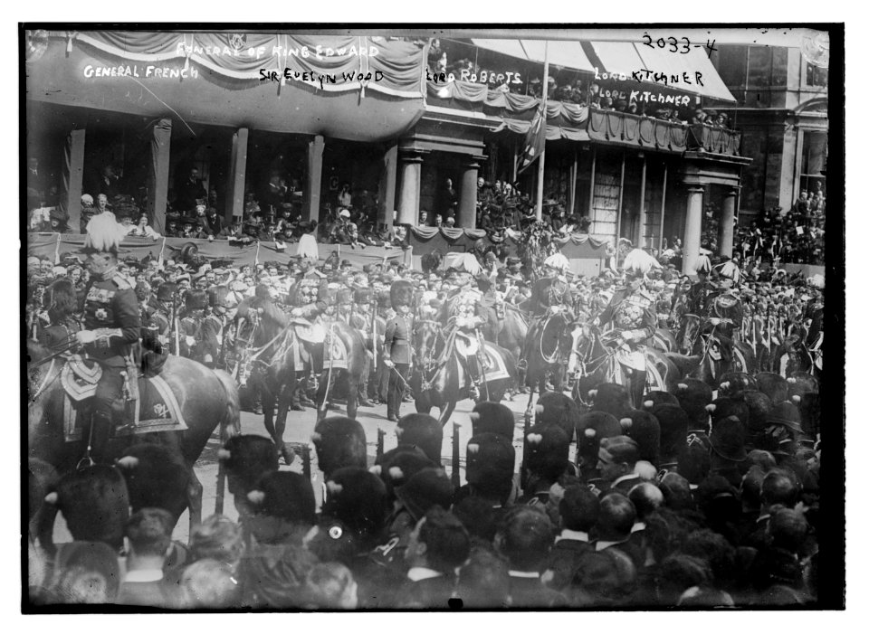 Funeral of King Edward VII. General French, Sir Evelyn Wood, Lord Roberts, Lord Kitchner LCCN2014688209