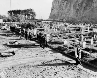 Funeral services for second Lieutenant Paul B. Bateman, American pilot, in Gibraltar