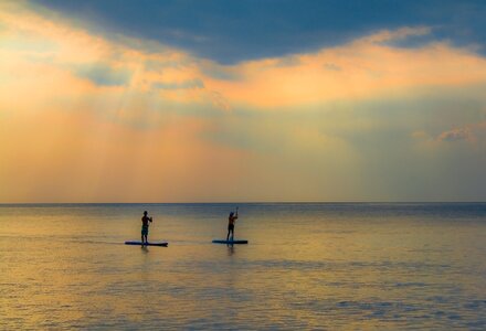 Dusk silhouetted beach