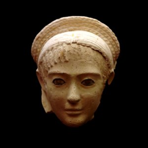 Funerary mask of a woman-MAHG 007059-IMG 1832-black photo