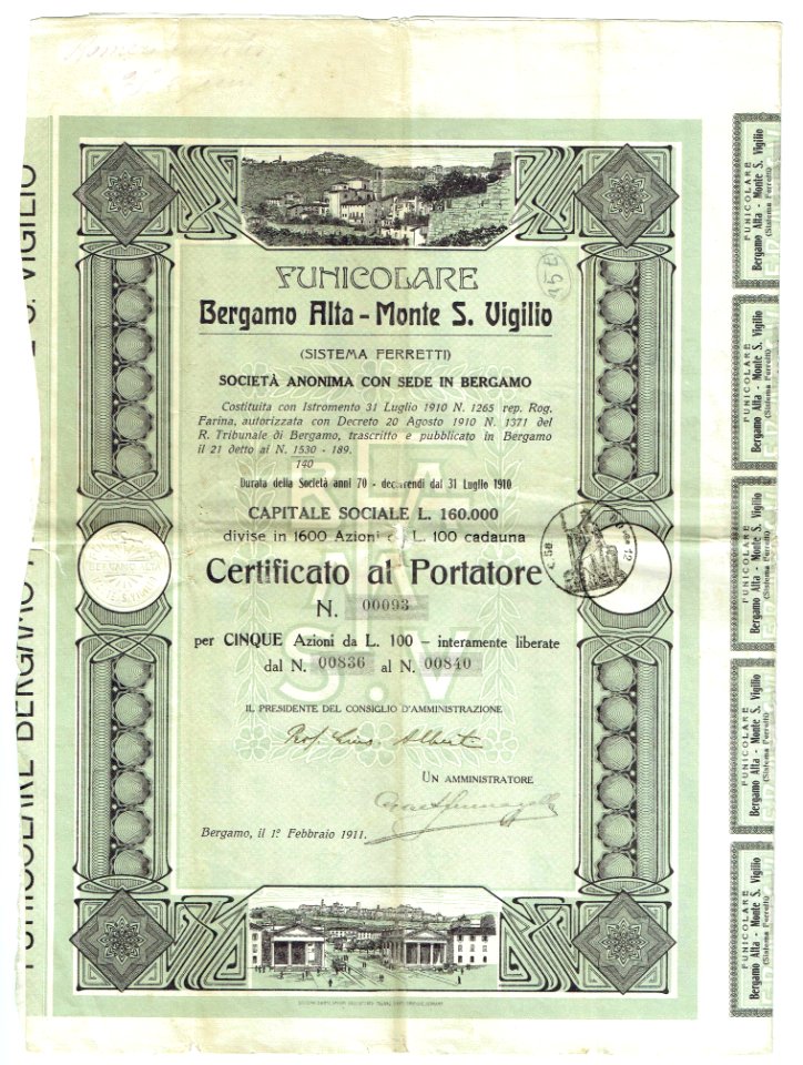 Funicolare Bergamo Alta - Monte S. Vigilio 1911