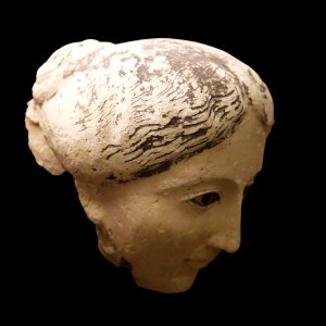 Funerary mask of a young woman-MAHG 012484-IMG 1830-black photo