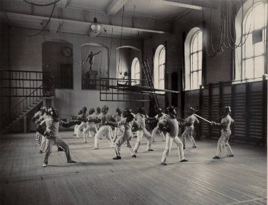 Fäktning Östermalms läroverk Stockholm 1890-talet gih0149