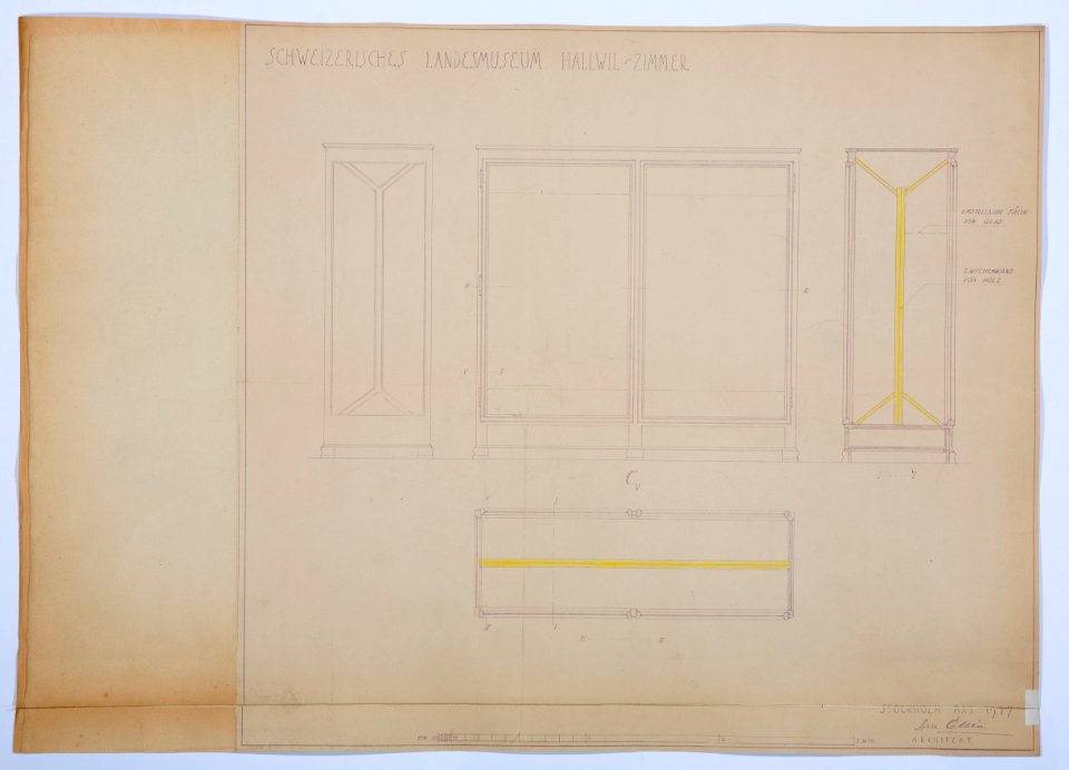 Fönsterritning till Hallwil-Zimmer, 1927 - Hallwylska museet - 108722