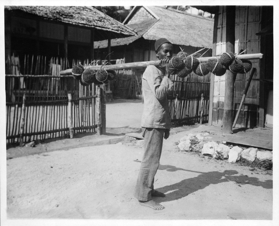 Försäljare av doerianfrukter. Banggaai, Poso, Sulawesi. Indonesien - SMVK - 000243
