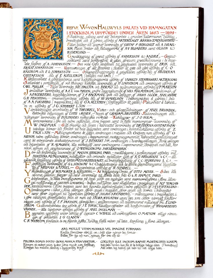 Försättsblad till Hallwylska palatsets namnbok från 1898 - Hallwylska museet - 91198