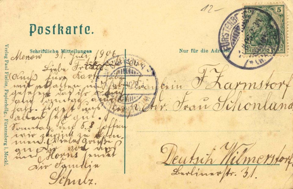 Fürstenberg i. Meckl., Brandenburg - Stadtansicht (back) (Zeno Ansichtskarten)