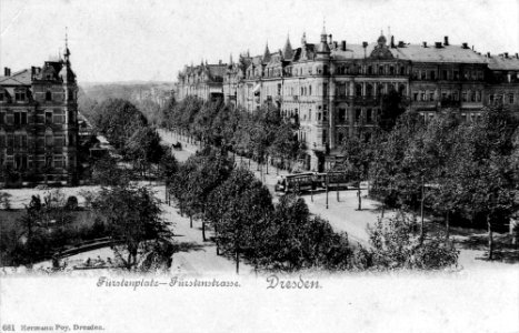 Fürstenplatz con Fürstenstraße y Nicolaistraße bella época Dresde