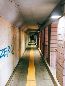 Graffiti pedestrian underpass a straight line photo
