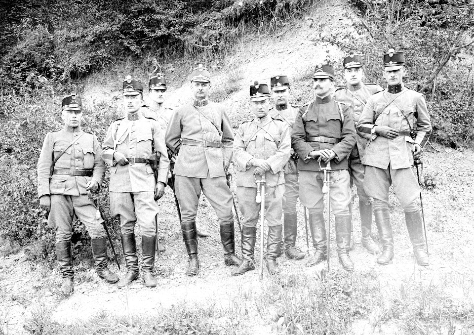 Gruppenbild von Offizieren (vermutlich Stab eines Inf Rgt) - CH-BAR - 3241224