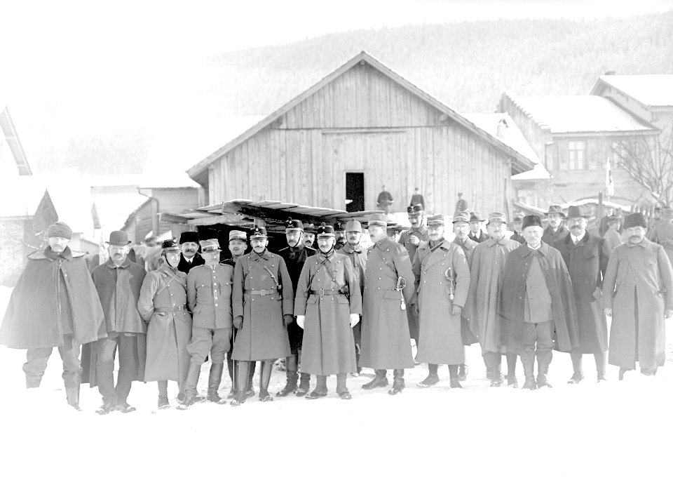 Gruppe von Zivilisten und höheren Offizieren - CH-BAR - 3240313