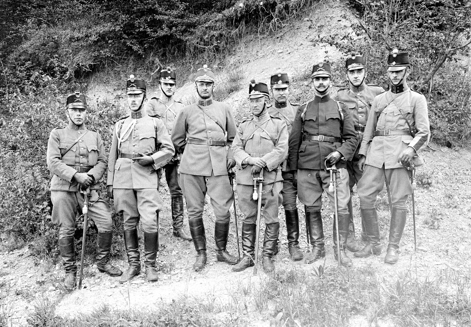 Gruppenbild von Offizieren (vermutlich Stab eines Inf Rgt) - CH-BAR - 3241223