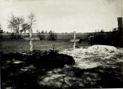 Gräber österreichisch - ungarischer Gefallener am Soldatenfriedhof südlich Leng. Grab links Hauptmann Karl Schuller des Infanterieregiments 50, gefallen am 20.11.1914. Grab rechts Helden des Infanteri (BildID 15589246)