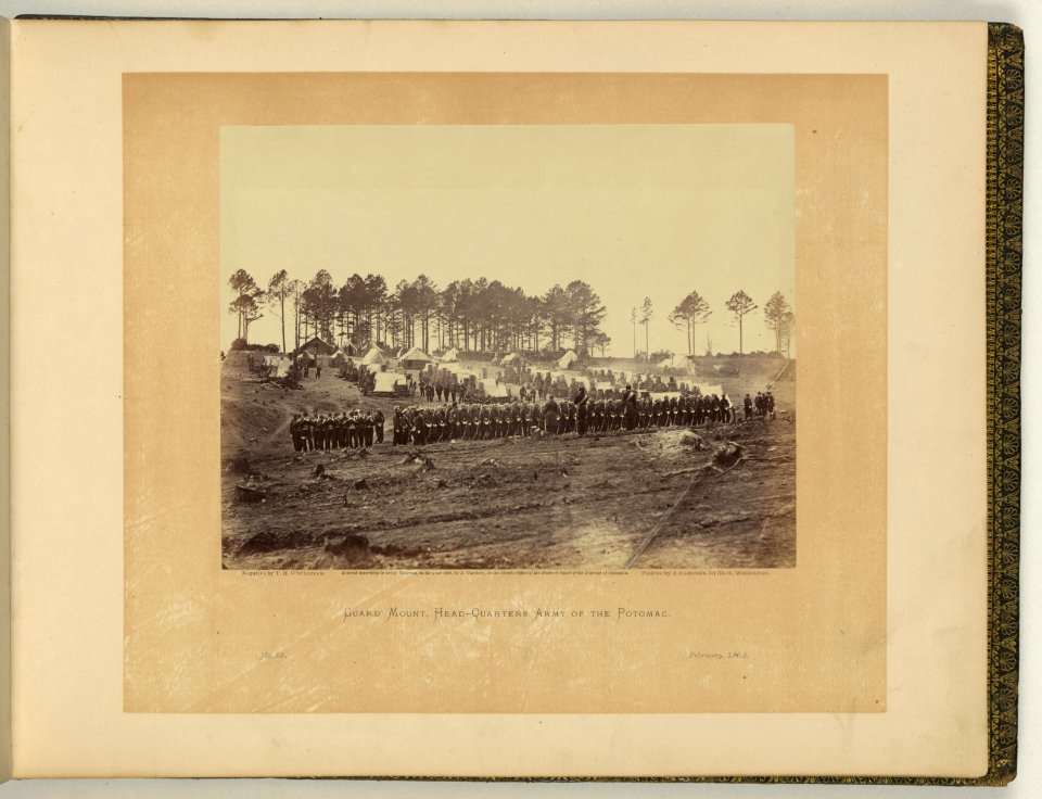 Guard mount, head-quarters, Army of the Potomac - negative by T.H. O'Sullivan, positive by A. Gardner. LCCN2007682514