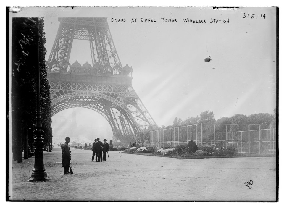 Guard at Eiffel Tower -- Wireless Station (LOC)