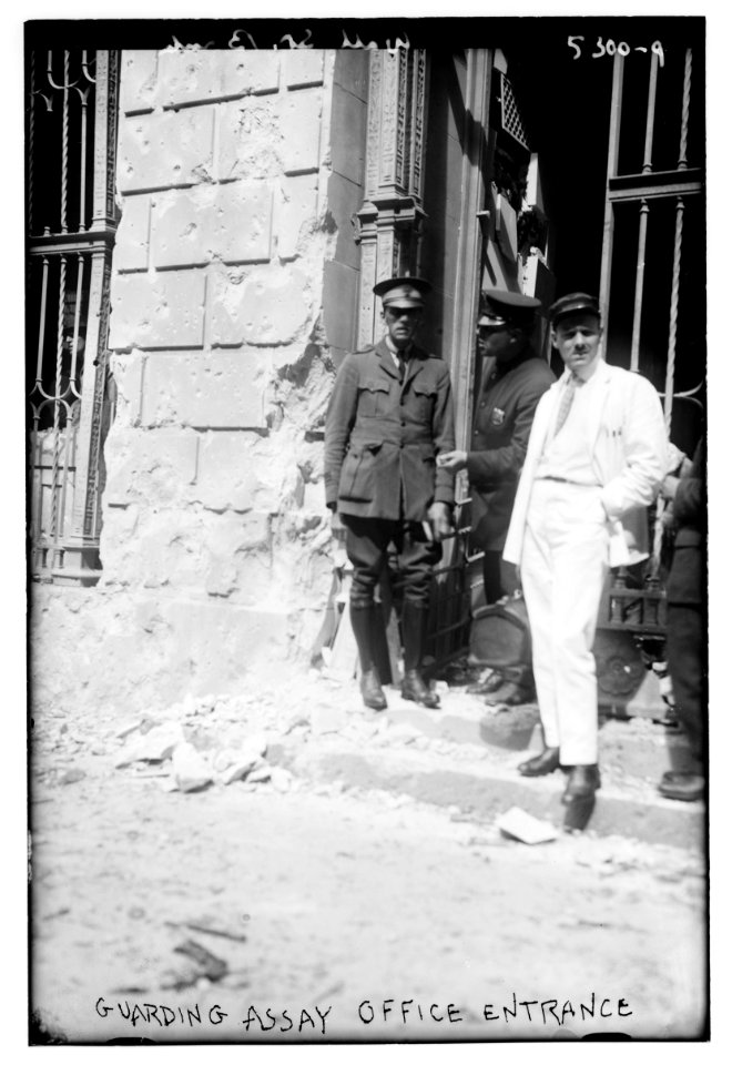 Guarding Assay Office entrance, Wall St. LCCN2014711466