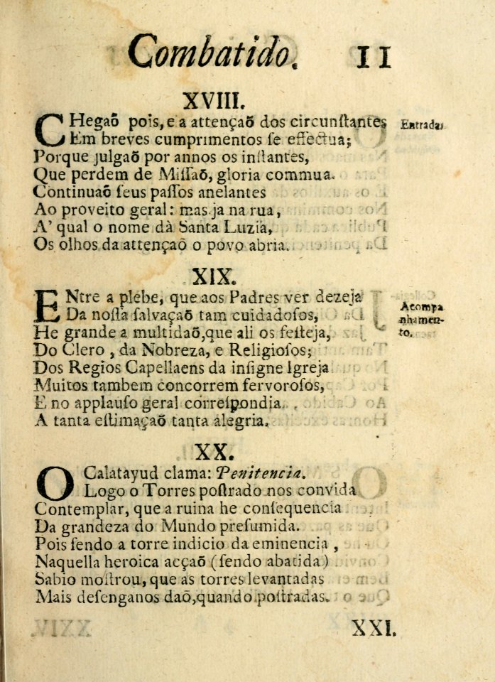 Guimaraens combatido, assalto da penitencia, triunfo da virtude, epanafora metrica 11