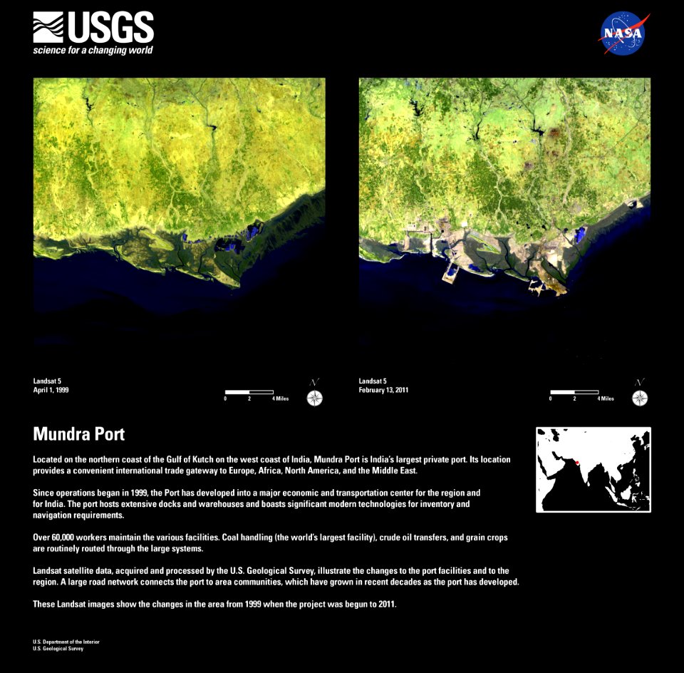 Gujarat, Mundra Port Aerial View 1999 to 2011, India