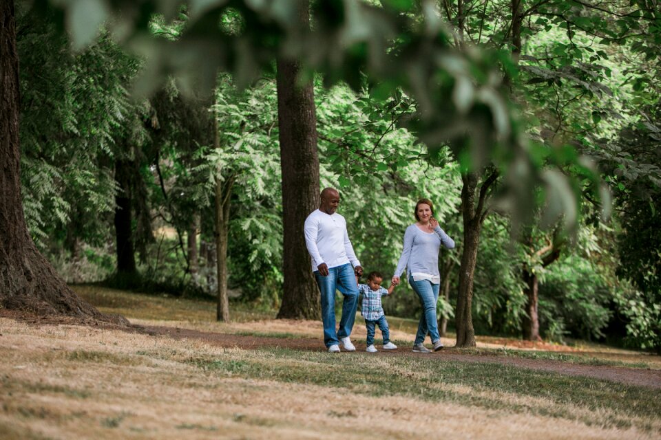 Mixed family park mother