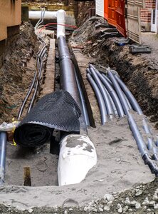 Excavation underground cables build photo
