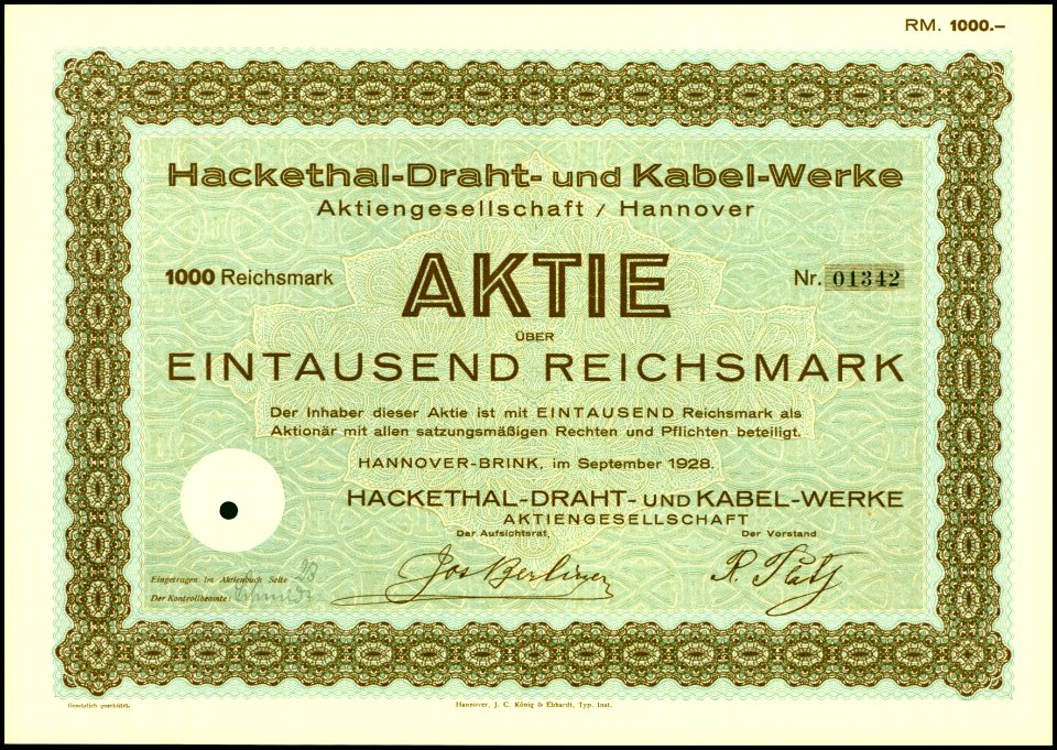 Hackethal-Draht- und Kabel-Werke AG 1928