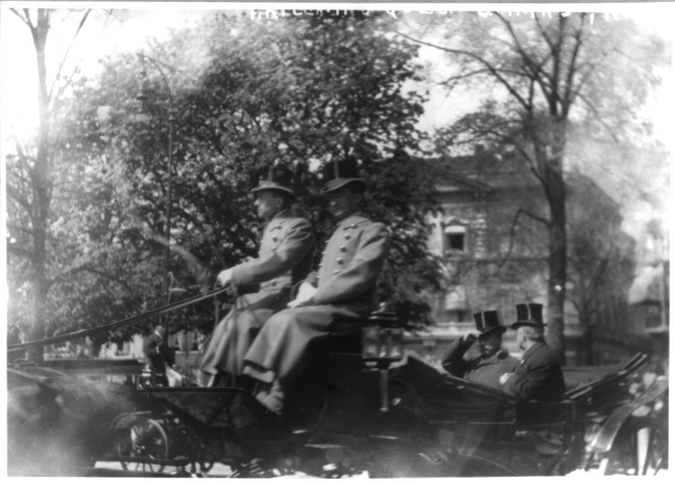 Hague, Holland. Theo Roosevelt leaving Ex-Queen Emma's LCCN2010645491