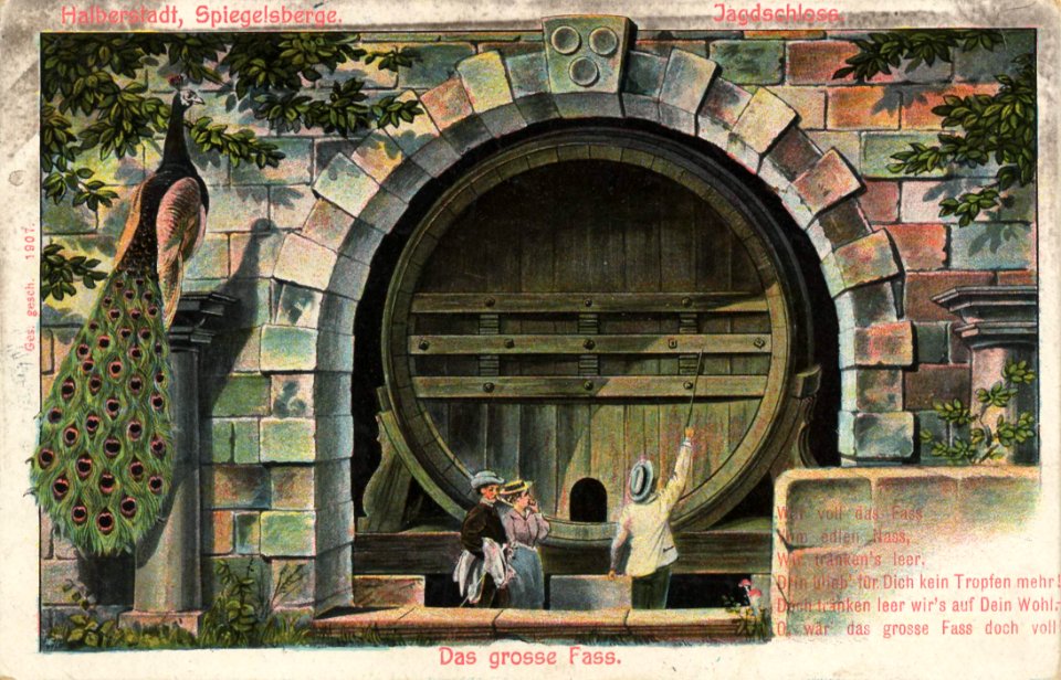 Halberstadt, Sachsen-Anhalt - Spiegelsberge; Jagdschloss; Das grosse Fass (Zeno Ansichtskarten)