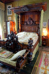 Half-tester bed, Vincenzo Favenza, Italy, 1855, holly, walnut - State Bedroom - Kingston Lacy - Dorset, England - DSC03520 photo