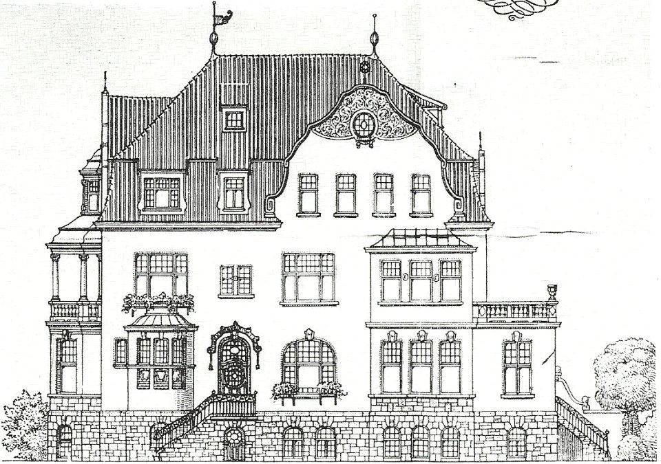 Halbvilla Keller Roth Aufriss Seitenfront 1907