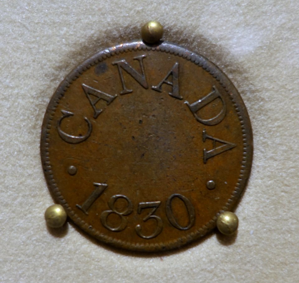 Half-penny token, James Duncan & Co, 1830 - Bank of Montréal Museum - Bank of Montreal, Main Montreal Branch - 119, rue Saint-Jacques, Montreal, Quebec, Canada - DSC08427 photo