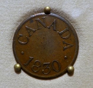 Half-penny token, James Duncan & Co, 1830 - Bank of Montréal Museum - Bank of Montreal, Main Montreal Branch - 119, rue Saint-Jacques, Montreal, Quebec, Canada - DSC08427