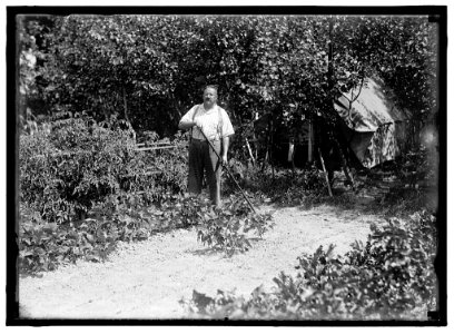 HALLOWAY, E.T. WORKING IN GARDEN LCCN2016870387