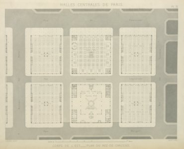 Halles centrales de Paris - corpes de l'est - plan du rez-de-chaussée
