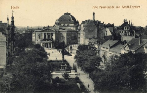 Halle (Saale), Sachsen-Anhalt - Alte Promenade mit Stadttheater (Zeno Ansichtskarten)