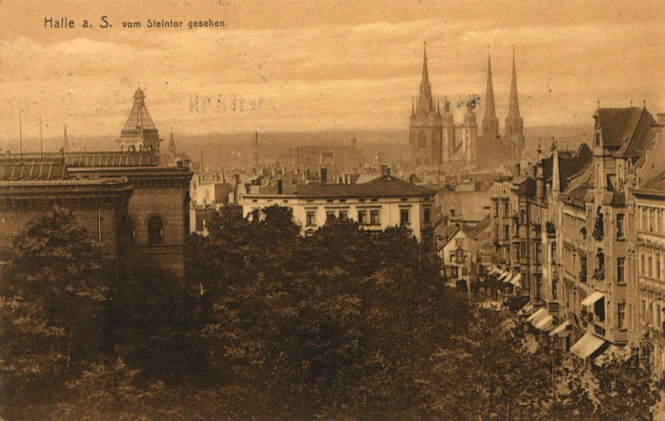 Halle (Saale), Sachsen-Anhalt - Stadtansicht vom Steintor (Zeno Ansichtskarten)