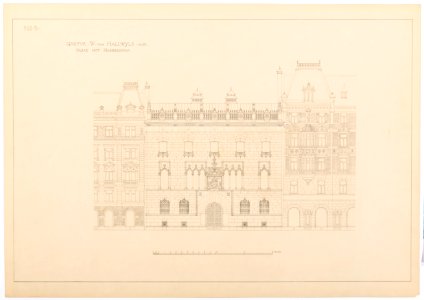 Hallwylska palatsets fasad mot Hamngatan, ritning 1897 - Hallwylska museet - 101110