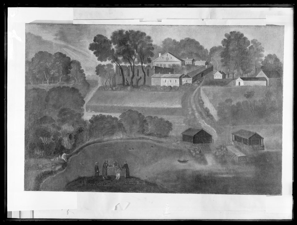 Halsnöy kloster nära Bergen, Norge. Oljemålning på duk - Skoklosters slott - 34493